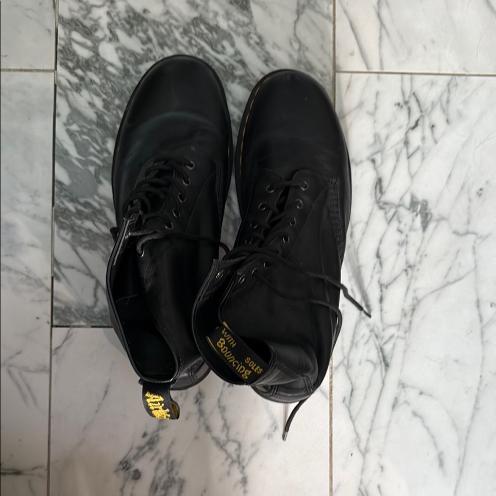 Dr. Martens Black Leather Boots with Monochromatic Design